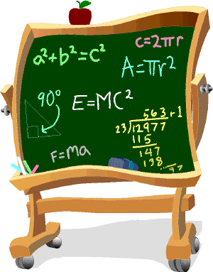 Math Chalkboard - This is a picture of a chalkboard with famous mathematical equations.