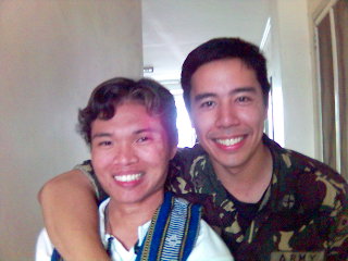 my soldier friend - This is my friend, Cris. he is a member of Armed Forces of the Philippines. He was assigned to Mindanao two years ago to fight the terrorist group Abu Sayyaf. He is now back here in AFP head office in Camp Aguinaldo.
