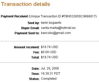 Proof of Payment - my second Proof of Payment From Isabel Marco