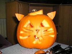 Kitty-o-latern! - I made this kitty jack-o-latern last year for halloween. It was my first shot, and I think for a first time it isn't that bad :)