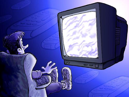 Watching TV - Watching a horror flim alone..