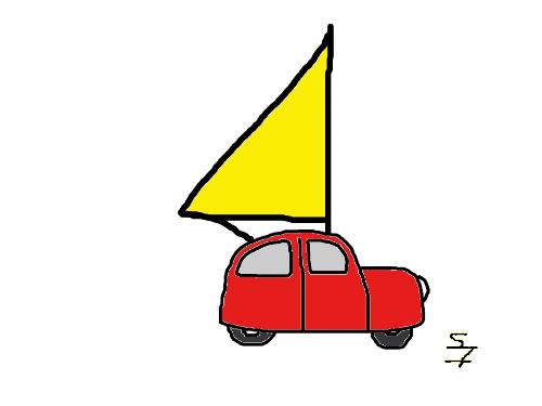 Sail Bugs - A crude drawing of a little V.W. Beetle making the rounds with a sail on it like this one made it&#039;s way around Congress.
