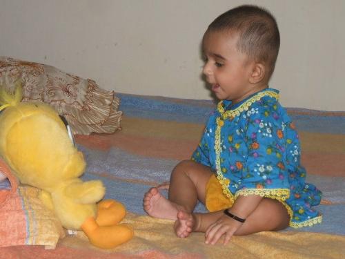 Innocence - Dont know what is show talking to her tweety but she is really enjoying....
