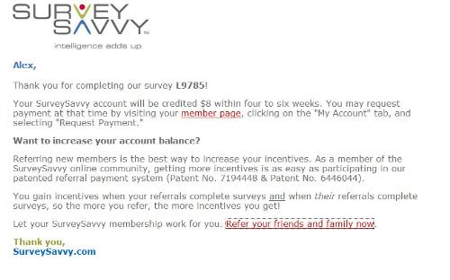 suevey savvy - screen shot of my completing survey in 28 minutes on the site survey savv!