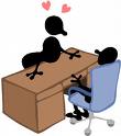 flirting - Stick man and woman flirting at the office