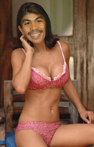 Ms. Manny Pacman Pacquiao - This a photo that was sent as a mass mail or should I say a spam. This an edit pic of the people's champ Manny Pacman Pacquiao. To all pacman's fan no offense. I didnt make this photo and I think that this pictures makes him look more like his mom. There is a very big resemblance. Like Oscar dela Hoya's naughty photos, this is something similar to that.