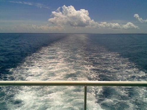 Get here - Love this shot from Gail's phone. as we leave Bantayan Island, Cebu.