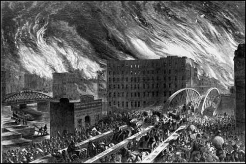 the Great Chicago Fire - A picture of the Great Chicago Fire. An unforgettable event from the city's history.