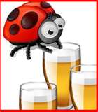 bug in beer  - A ladybug in a beer