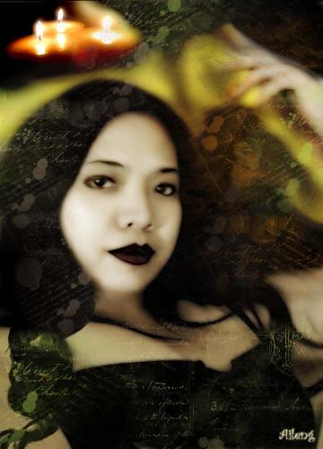 Goth Me Edited - Photomanipulation of my own photo. I always wanted to know how do I look like in black lipstick and pale skin...
