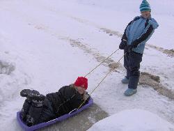 Kids playing in the snow - My kids playing in the snow.