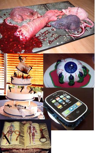 Strange cakes - I have gather these images in one image, for some strange cakes, I love the artistic work in it, it is so interesting how they can do that with the cakes.
