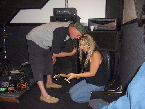 Band practice - Jess and fellow band mates at practice studio