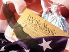 Remind them they serve the people, not themselves - Picture of the American flag in the backgroung, statue of liberty in top right peeking through, american eagle in the bottom left corner and 'We the People' in the middle
