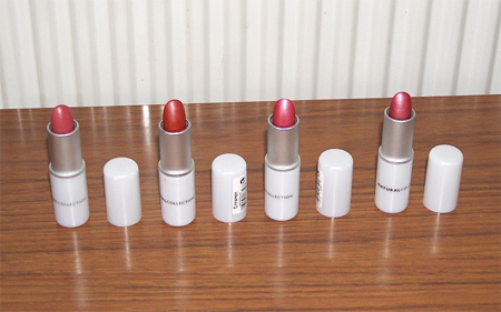 4 Shades of Lipstick - 4 different shades of lipstick all lined up in a row!