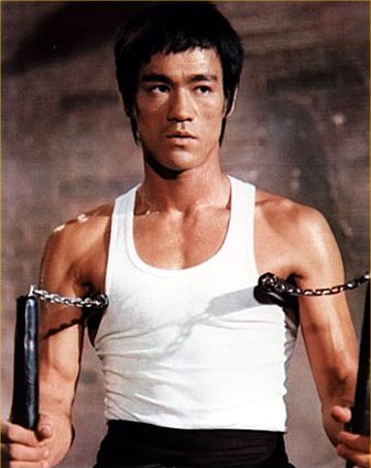 bruce lee - a typical bruce lee seen with nun chucks...bruce spends most time practising with this...
