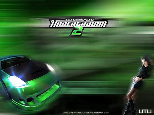 Wallpeper underground 2  - Green wallpaper with Need For Speed Undergorund 2