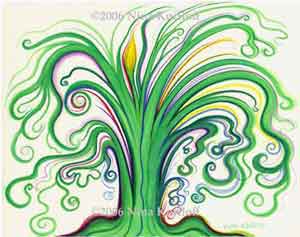 painting of Green Tree by Nina Kuriloff ©2008 - I created this painting with Holbein gouache on 300 lb. Fabriano paper.