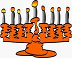 Menorah - A Jewish menorah, which holds Chanukah candles.