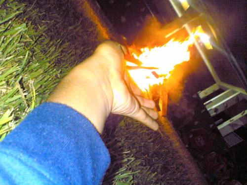 burning hands - After a tiring day, my co workers decided to make a bon fire... decided to take a picture of the fire in my hands.