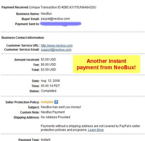 Another Payment From NeoBux - NeoBux is still one of my favorite PTC sites, and this payment proof is why! Check out my profile/blog for more information on how you can cash in with NeoBux too!