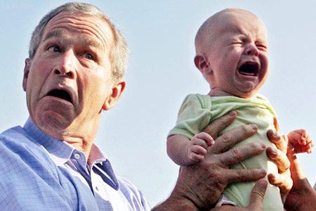 Can you tell who is the baby??? - Bush's weird face