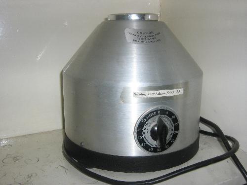 The Centrifuge Machine - This is another type of centrifuge machine used in the clinical laboratory to separate substances of different densities. In blood specimen preparations, the revolutions per minute is usually 2,000-2,500 rpm (revolutions per minute).