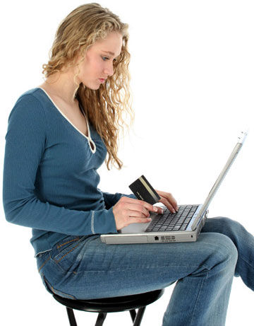 Girl online shopping - Girl online shopping having fun with shopping