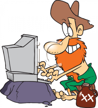 computer - hillbilly using the computer also