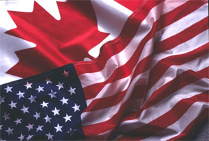 Canada and US flags - Both flags.