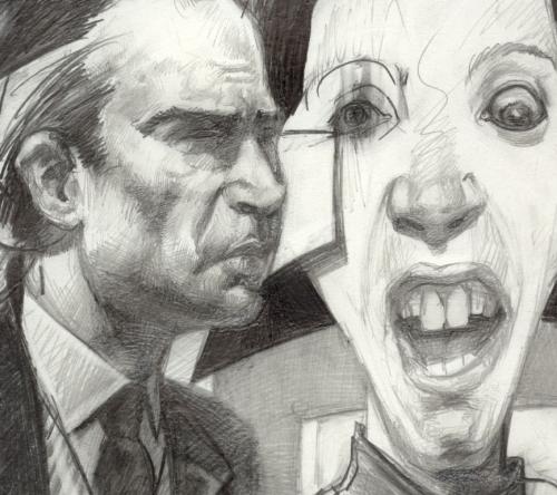 Detail of drawing called " Paranoid Shock" Juan Go - Drawing of what a relationship can feel like...