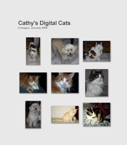 The family. - Daisy is beige Cockapoo. Niles is orange Tabby (son of Truly & Sputnick)  Truly is Calico. Squeaky is light beige Short-hair Tabby. Sputnick is black & white Persian. T.C. (Theodore Calvin) is Turkish Blue-point.