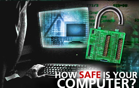 How safe is your computer? - A collage showing PC security