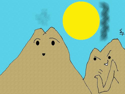 bully volcanoes - Like a hot headed bully, one volcano can push another volcano to erupt.