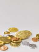 Gold coins - Gold and silver coins scattered