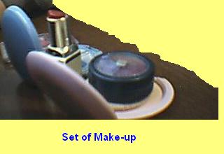 Set of make-up - A set of make-up should consitute a lady's bag. Never go without it.