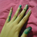 my hands - my hands with food color, after doing my first cold porcelain clay art.