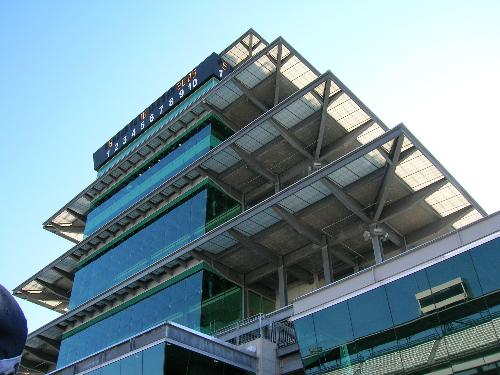 IMS Pagoda - This is the press 'pagoda'  at the Indianapolis Motor Speedway.   Photo taken at Pit-Walkaround day prior to the 2005 US Grand Prix.