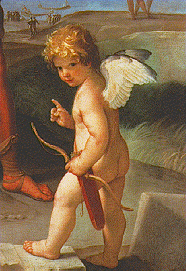 Cupid... son of Venus - Cupid is associated with love because he is the son of Venus, the Roman god of love and beauty.