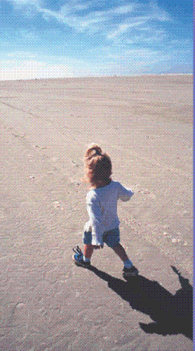child - child walking on the beach