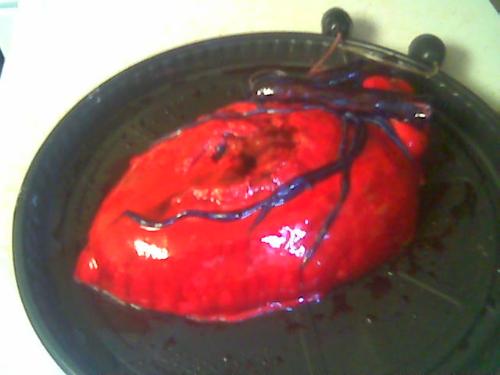 The beating Human Heart Cake - The beating Human Heart cake, that squirted blood. 