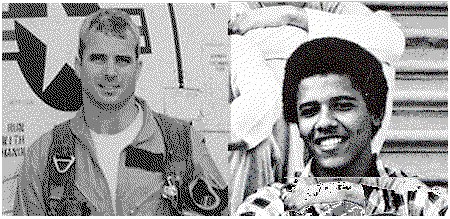 Naval Aviator & Officer with Young Illegal Drug Us - Side by side comparison of the young John McCain with the young Barrack Obama.