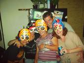 Pirates!! - Us with our pirate masks on.