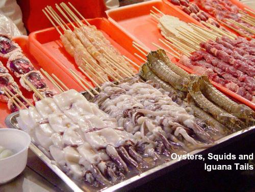 Olympics 2008 food-Oysters, squids and iguana tail - Olympics 2008 Beijing food-Oysters, squids and iguana tails