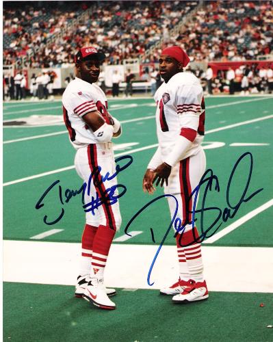 deion sanders and jerry rice autographs - autographed photo of two of the best