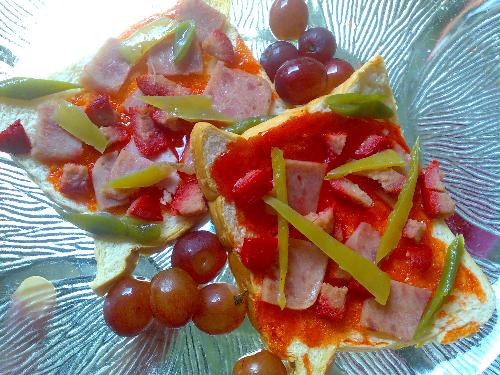 eating food - pizza bread I made