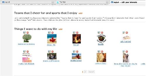 a snapshot of my interest page - A snapshot of my interest page. Do you add "interests" on purpose?