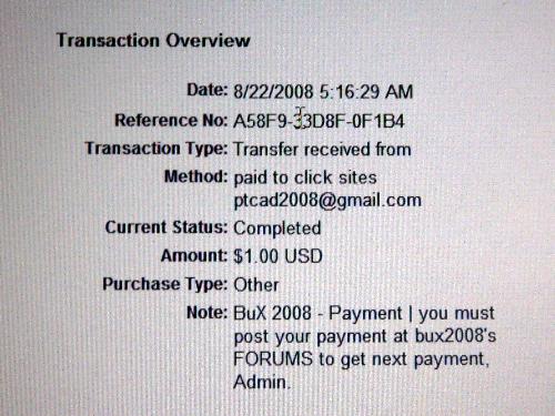 payment proof - paymentdetails from a good paying ptc site