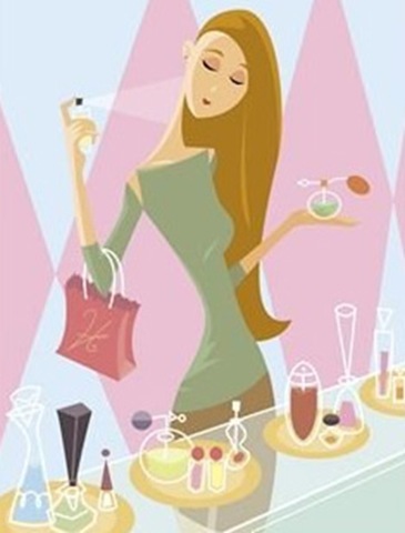 spraying perfume - woman spraying perfume
