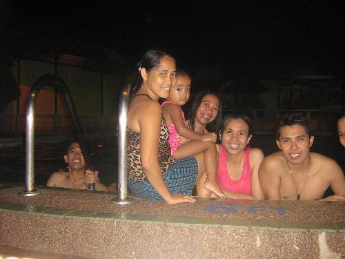 esmie's night swimming birthday party - the gang with ate dyosa and charlette by the 6-ft deep pool.